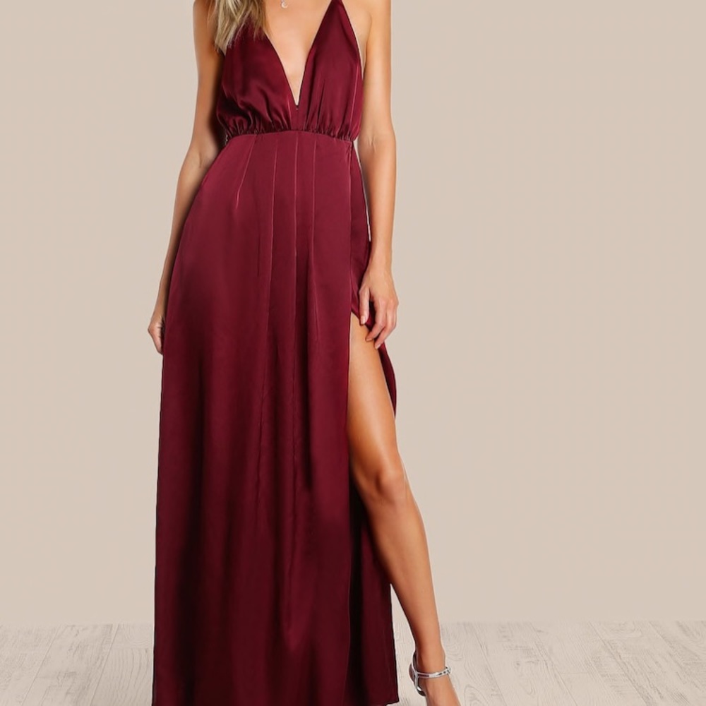 Red maxi dress with slit